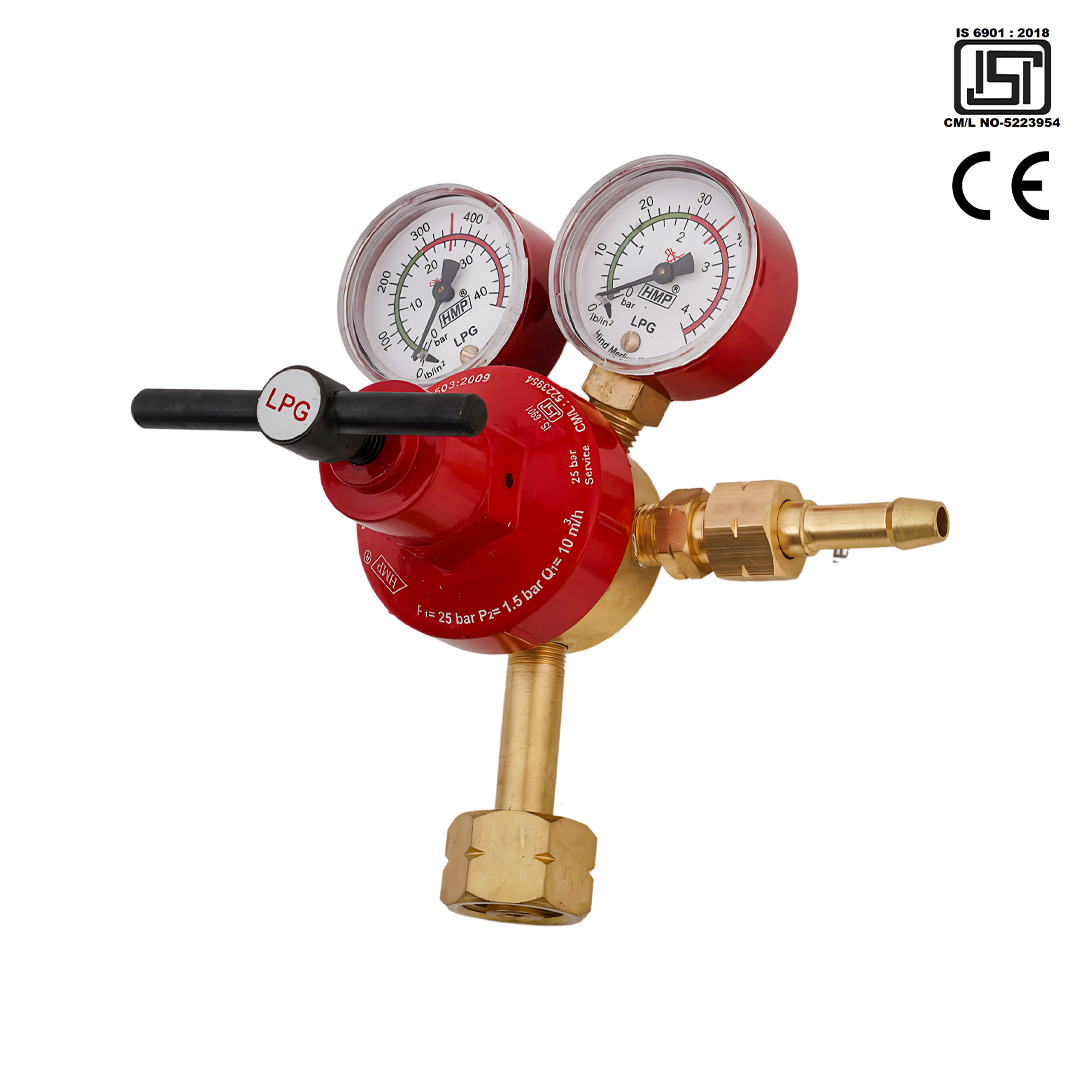 Single Stage Double Gauge brass body LPG Gas Pressure Regulator