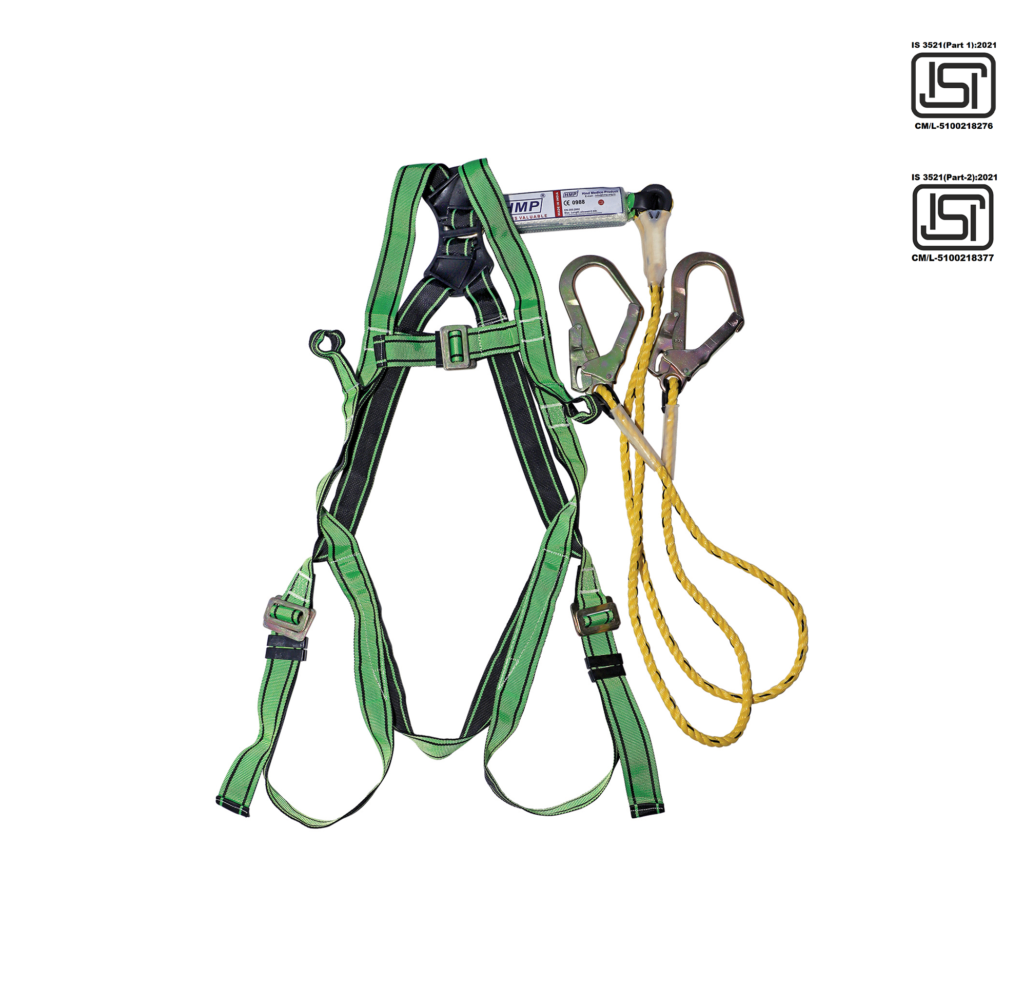 The LEO 1 harness offers a dorsal D-ring for fall arrest and two textile chest loops for ladder climbing,